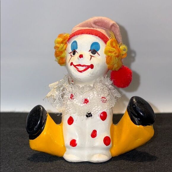 Vintage Yellow and Red Clown Decor Accent - Picture 1 of 6